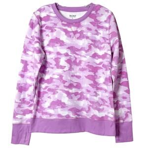 NEW Tek Gear Women's Ultrasoft Fleece Pullover Sweatshirt Camo Purple Size Small